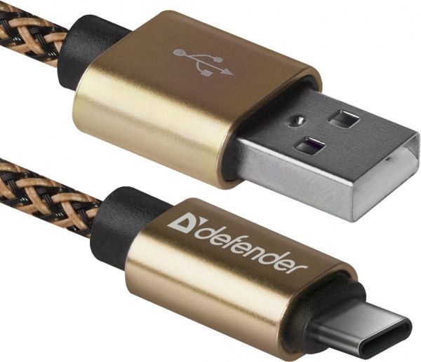 Кабель Defender USB Type-C 1 м золотий (87812) 