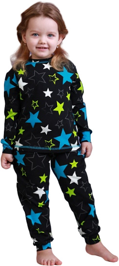 Пижама детская унисекс Beezy в разноцветные звезды р.86 черный 0218 