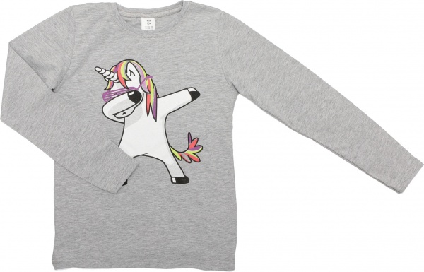 Реглан для дівчинки Luna Kids Dabbing Unicorn р.146 сірий меланж 