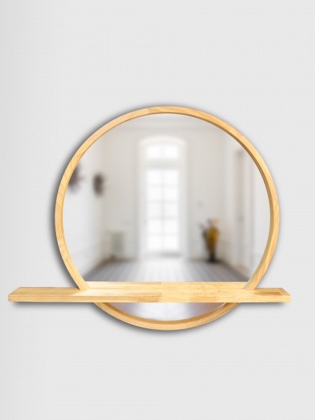 Зеркало с полкой Luxury Wood Sunset ясень натуральный D700 мм 