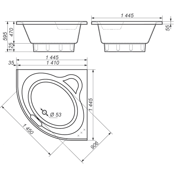 Ванна зі штучного каменю Рок-Дизайн Симетрія 150x150