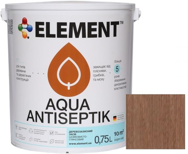 Лазур-антисептик Element Aqua кипарис шовковистий глянець 0,75 л