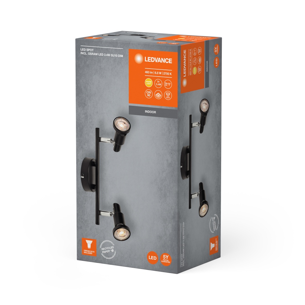 Спот Ledvance 2x3,4 Вт GU10 чорний