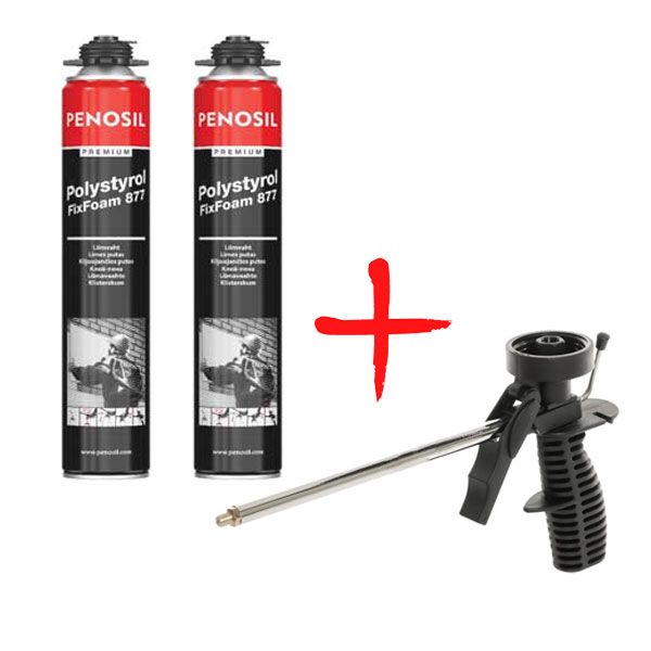 Комплект клей-піна PENOSIL Polystyrol FixFoam PRO 750 мл 2 шт. + пістолет
