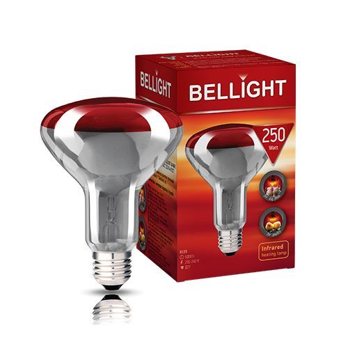 Инфракрасная лампа для обогрева молодняка с.-х. животных Bellight ИКЗК R127 250 Вт E27 220 В зеркальная 