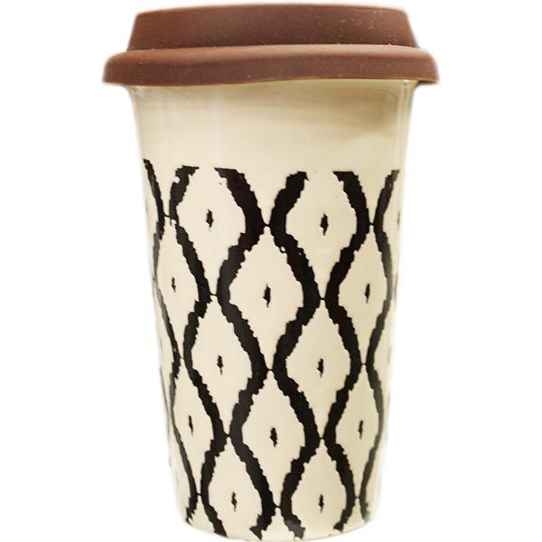 Чашка керамическая Zigzag с крышкой в ассортименте 400 мл