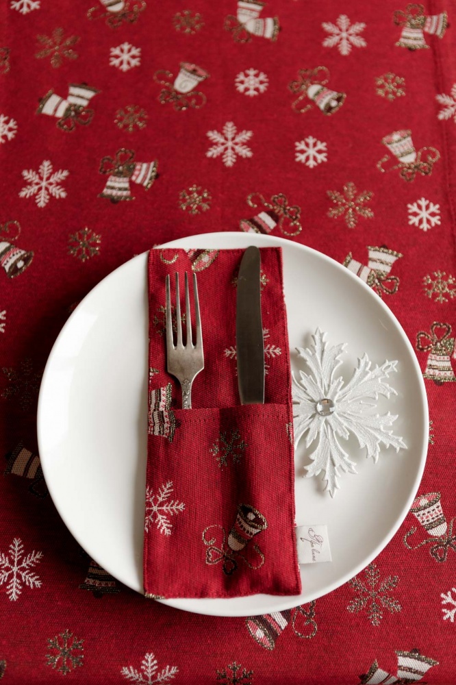 Чохол для приборів Прованс Дзвіночки на червоному 10x24 см