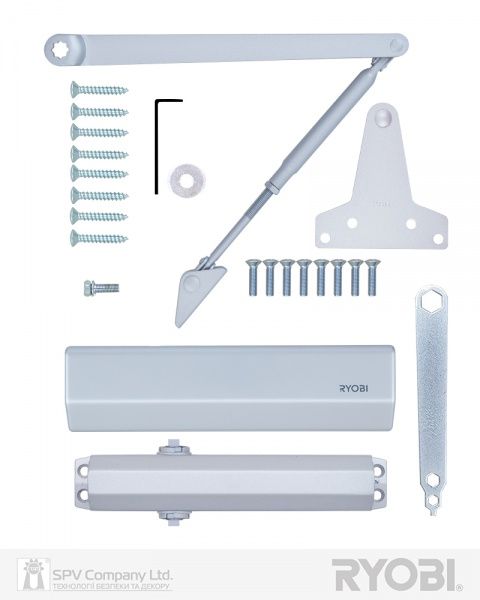 Доводчик дверний RYOBI D-2055V BC UNIV срібний 100 кг