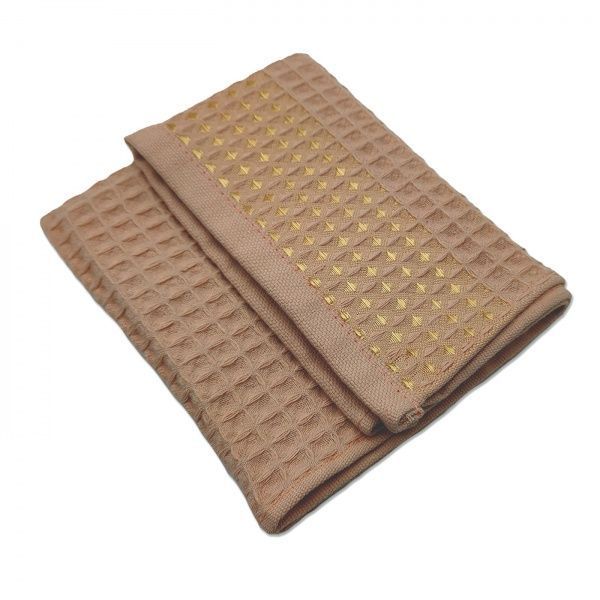 Рушник вафельний Фаворит 270 г/кв м 40x55 см Simi бежевий із золотим 