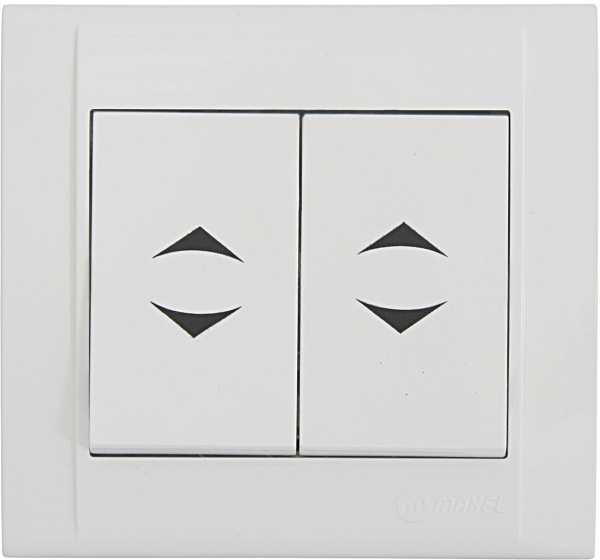 Выключатель проходной двухклавишный Makel Defne без подсветки белый 42001026