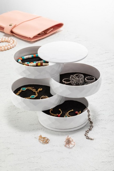 Органайзер Alkor Органайзер для прикрас 4-рівневий білий, пластик 07414 білий 