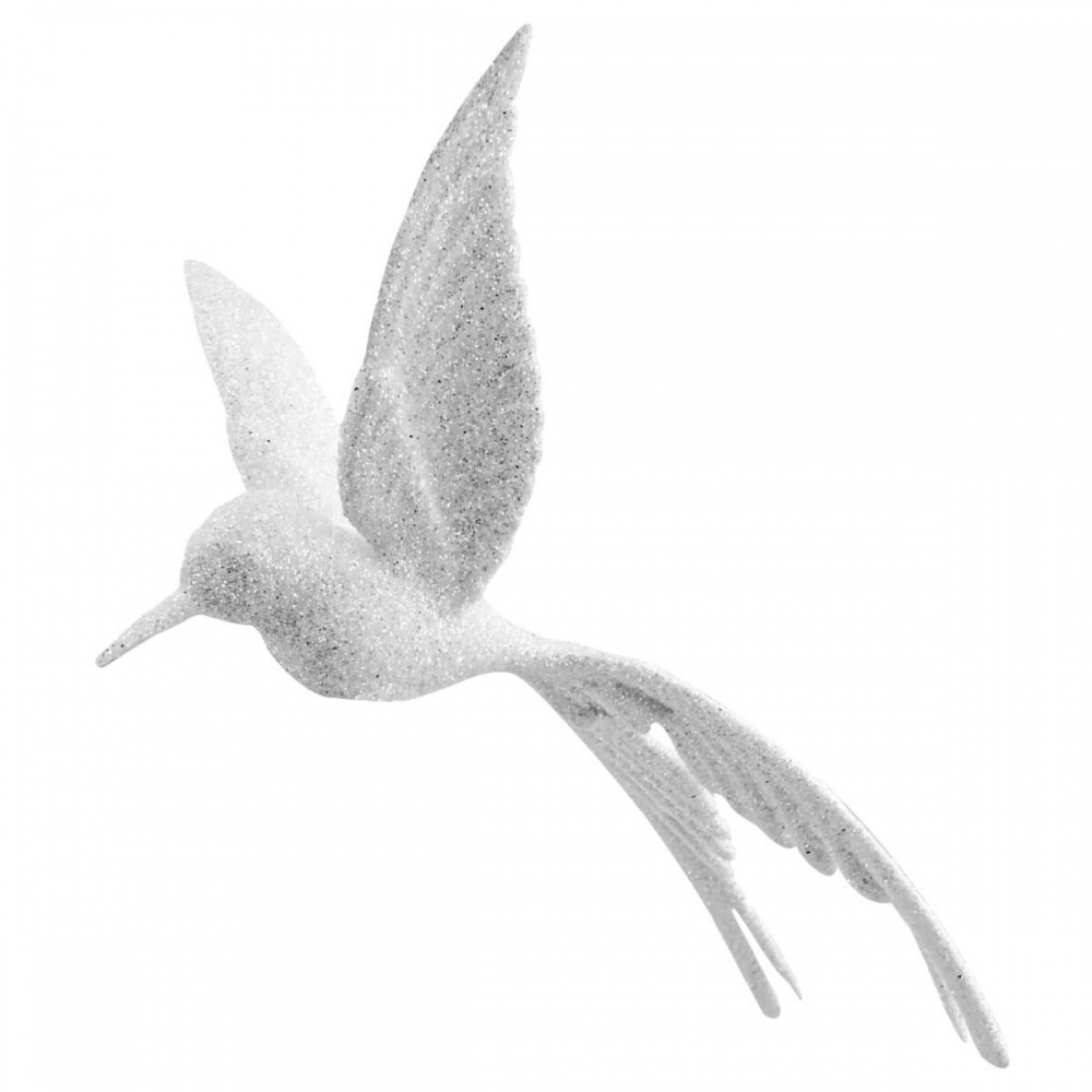 Елочная игрушка Колибри 3д 12 см белый