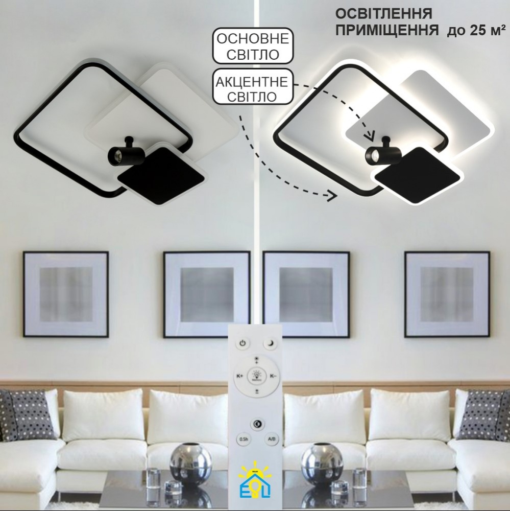 Світильник стельовий ESLLSE ECLIPSE 95 Вт білий із чорним 3000-6500 К 10442