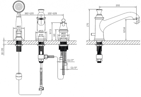 Змішувач для ванни Imprese Podzima Zrala ZMK02170805