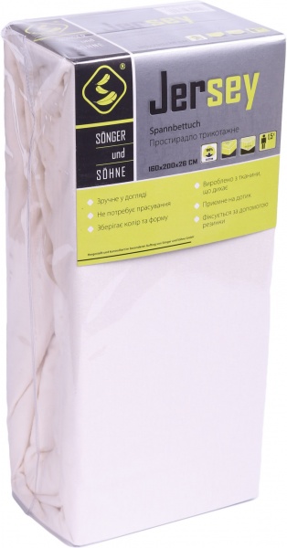 Простирадло трикотажне 160x200 см молочний Songer und Sohne 