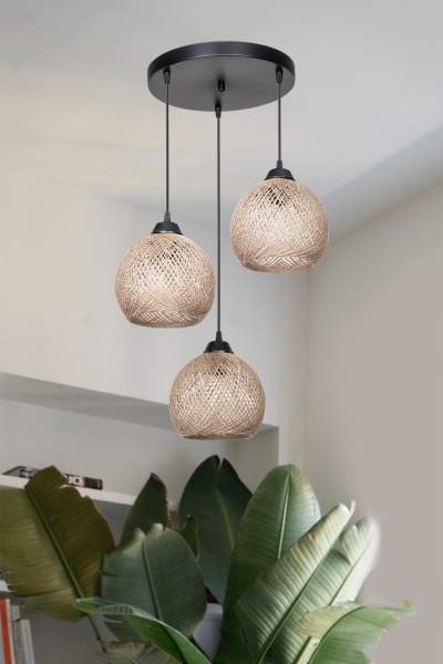 Підвіс Yumak Round 3x60 Вт Е27 чорний/кава MDL.4289 