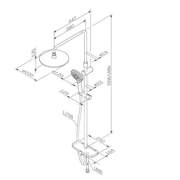 Душевая система AM.PM ShowerSpot без смесителя F0780222