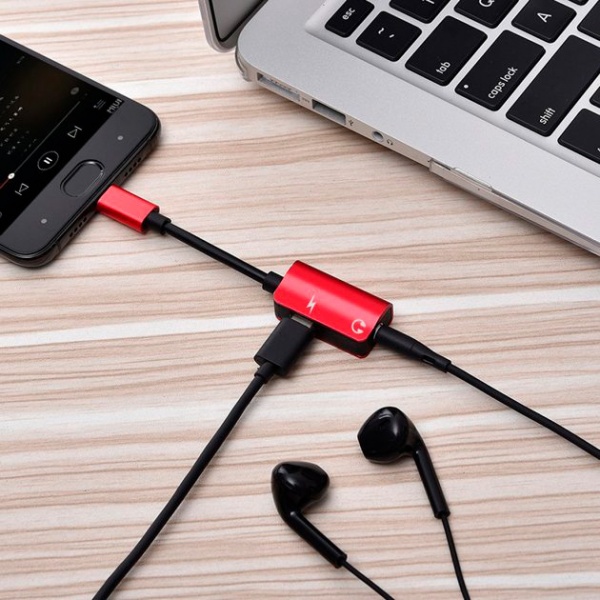 Кабель EXTRADIGITAL USB Type C — 3.5 мм / USB Type C Famale чорний із червоним (KBA1761) 