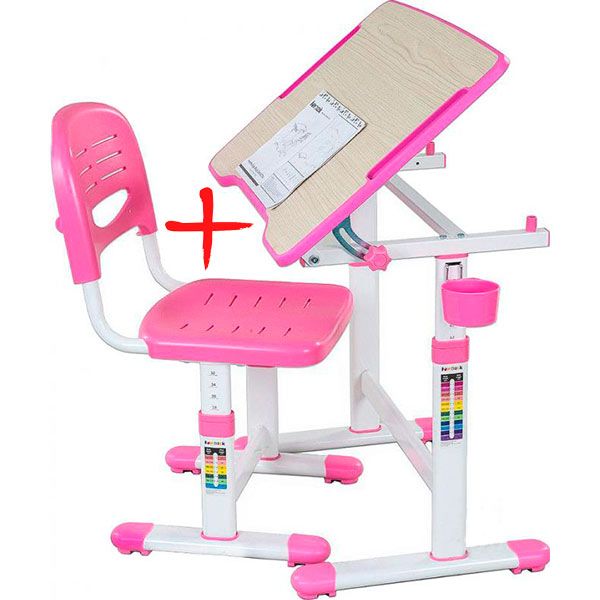 Комплект парта і стул-трансформер Fundesk Piccolino II Pink
