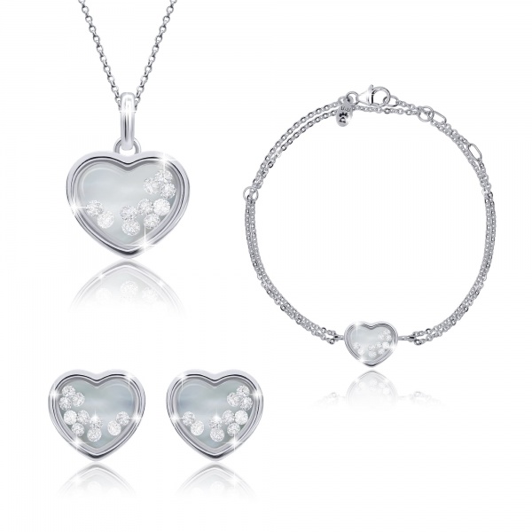 Сережки-пусети UMa&UMi Серце велике з рухливими безбарвними вставками