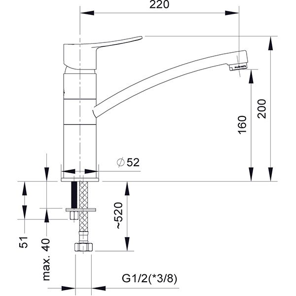 Змішувач для кухні Rubineta Static A00008