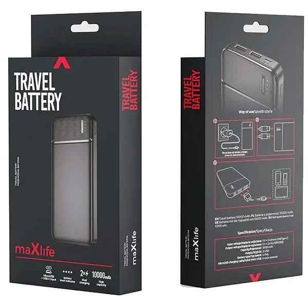 Повербанк Maxlife 10000 mAh black (MXPB-01)