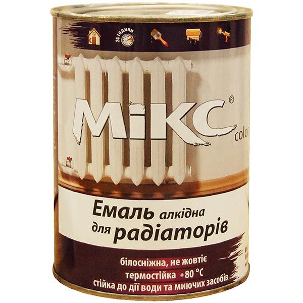 Эмаль MIKS Color алкидная для радиаторов белый глянец 0,9кг