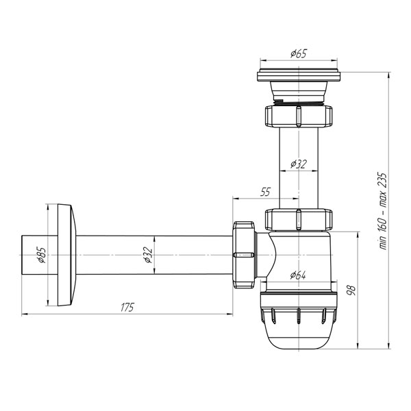 Сифон для умивальника Ani Plast BM1003EU