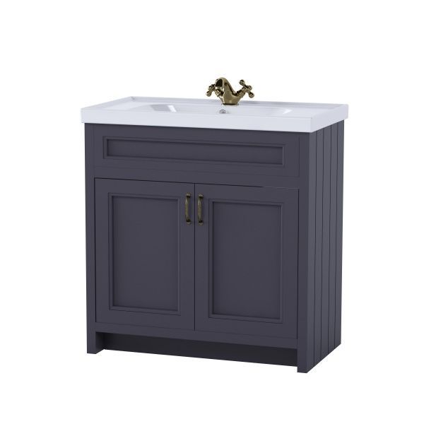 Тумба напольная Aqua Rodos WATERFORD с умывальником FRAME 80 см антрацит