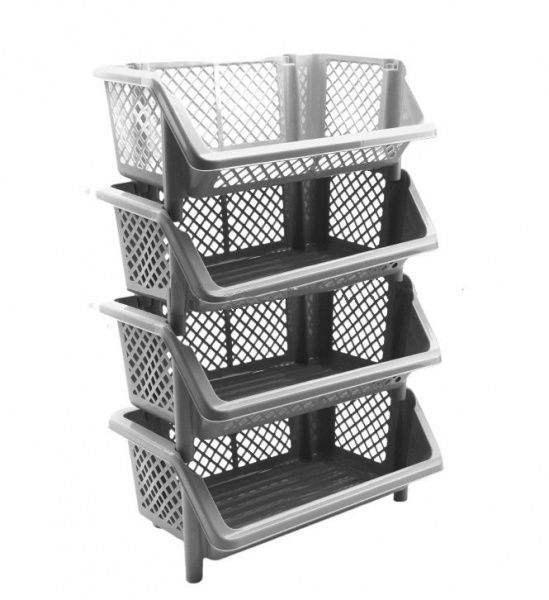 Этажерка универсальная 4-секционная 890х590х380 мм серый