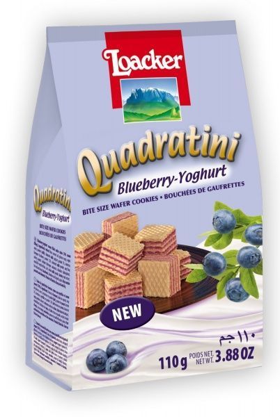 Вафли Loacker Квадратини с чернично-йогуртовой начинкой 110 г 8000380186396 