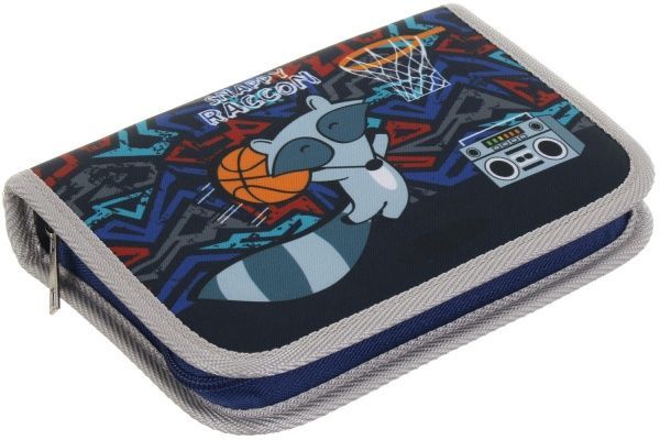 Пенал школьный на замке 21x13,5x4 см Snappy Raccon серый