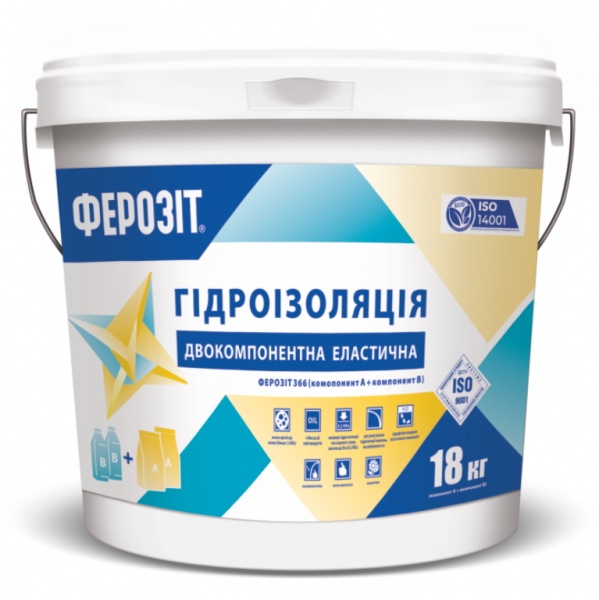 Гидроизоляция Ферозит 366 двухкомпонентная эластичная 18 кг 