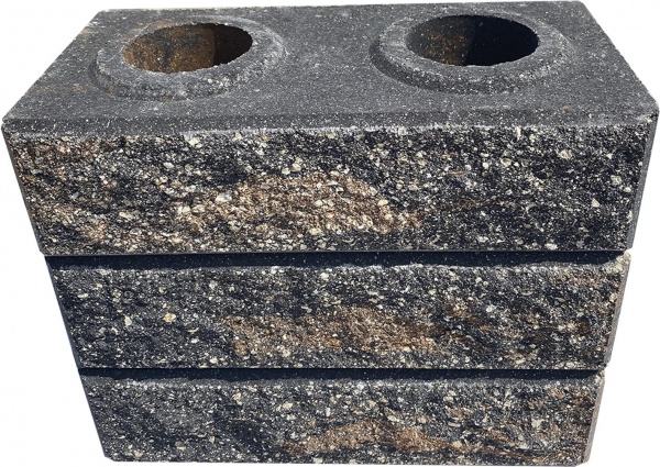 Цегла гіперпресована LEGO-FASAD колота помаранчево-чорна