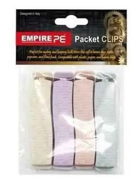 Набір затискачів для пакетів Empire Коко 4 шт. 7,5 х 1,5 см різнокольорові