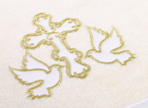 Полотенце махровое Україна Крестик 95х95 см молочный с золотым