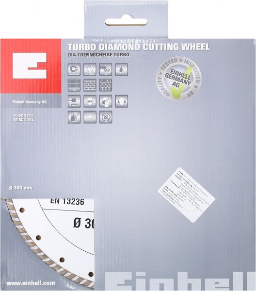Диск алмазний відрізний Einhell 300x25,4 тротуарна плитка , цегла , камінь 4301178