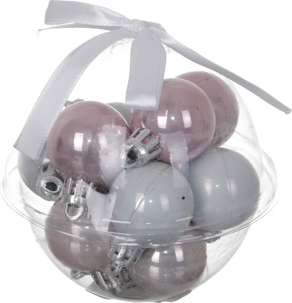 Набор елочных шаров светло-розовых d30 мм 12 шт./уп. 