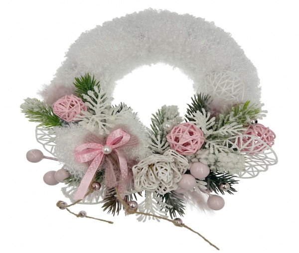 Вінок новорічний № 6 з хутром d150 мм 