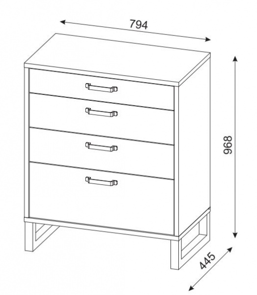 Комод SOKME 4Ш Барі дуб гранж/вудкон 