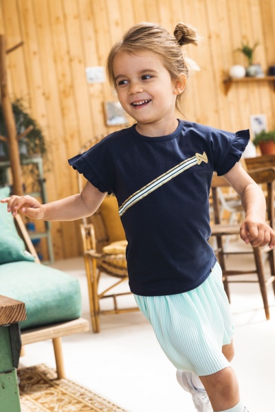 Футболка для девочек р.128 темно-синий V42976-37 