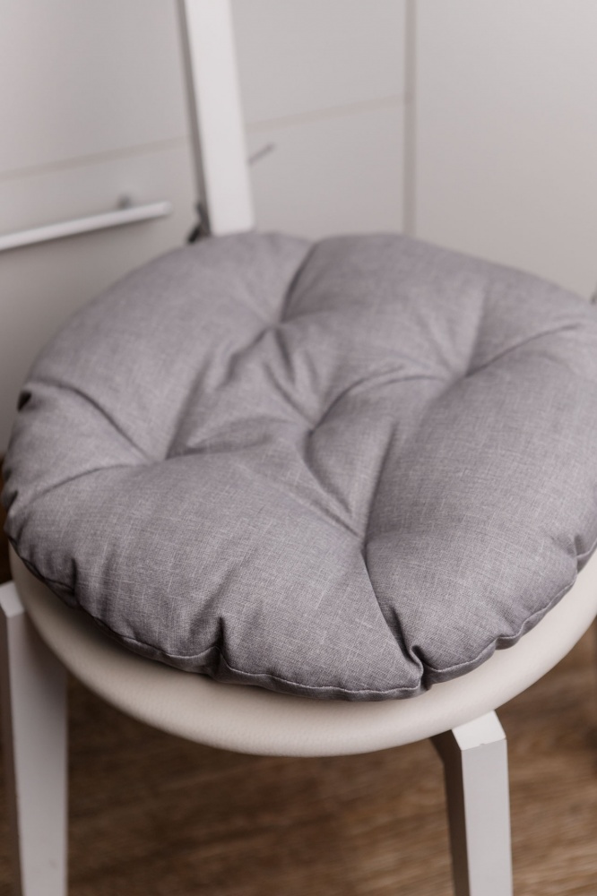 Подушка на стілець Dх40 Листя сірий однотон Прованс