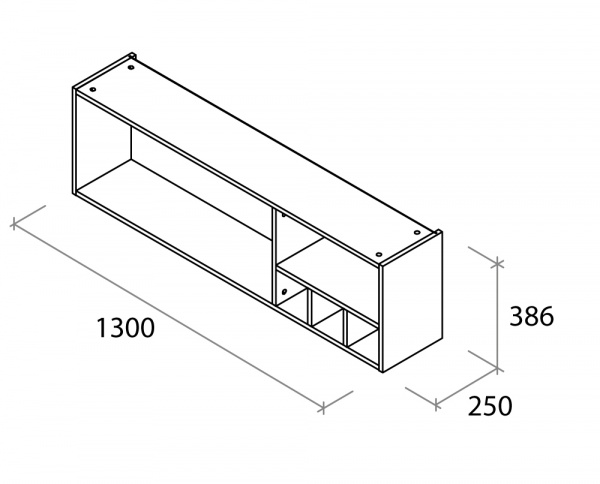 Полиця для книг Aqua Rodos Bianca 1300x356x250 мм білий матовий 