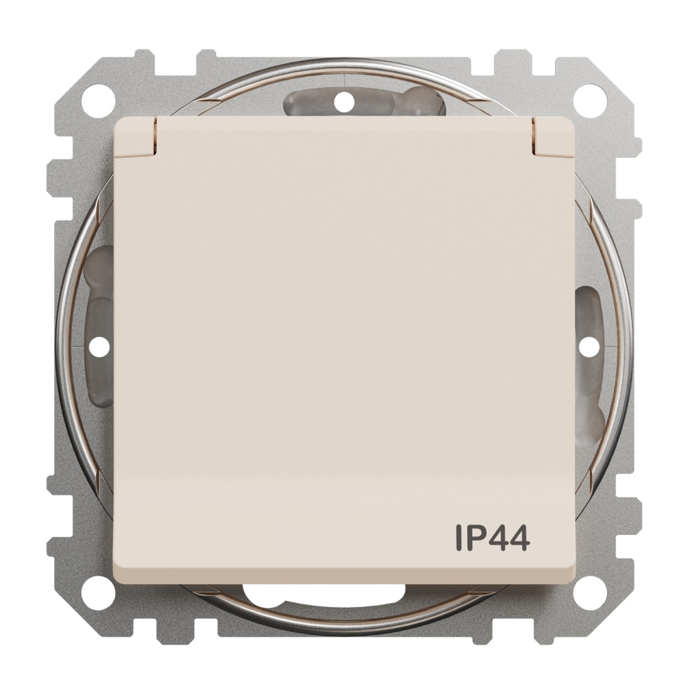 Розетка силова із заземленням Schneider Electric Sedna Design зі шторками з кришкою бежевий SDD212024