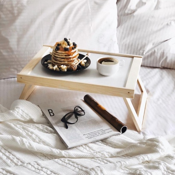 Поднос для завтрака 550х335х240 мм белый WoodMood