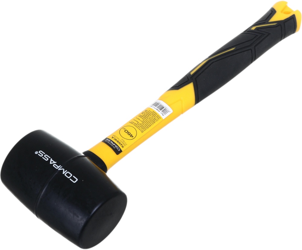 Киянка Compass 450 г чорна гума фібергласова ручка CP-RH0450-BL