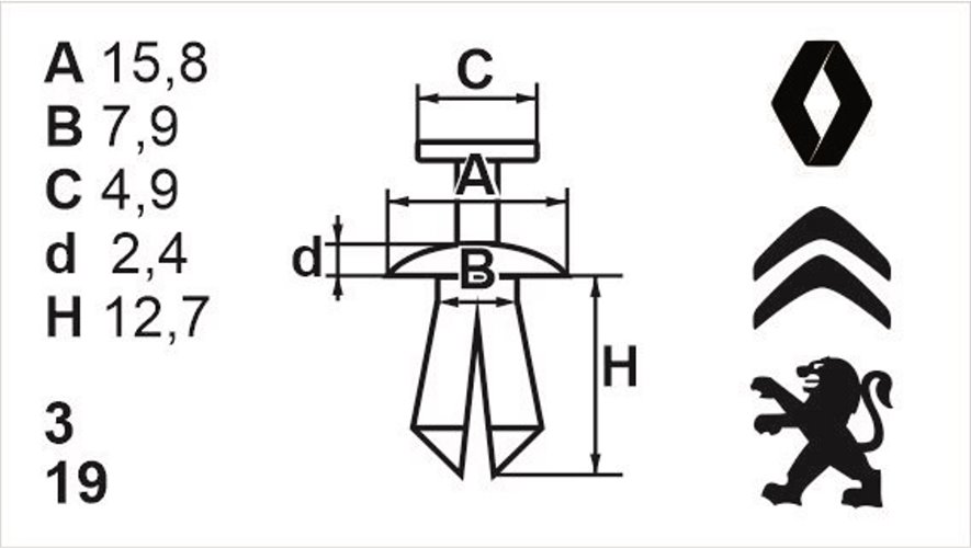 Клипса нажимная наружная универсальная Romix (15321)