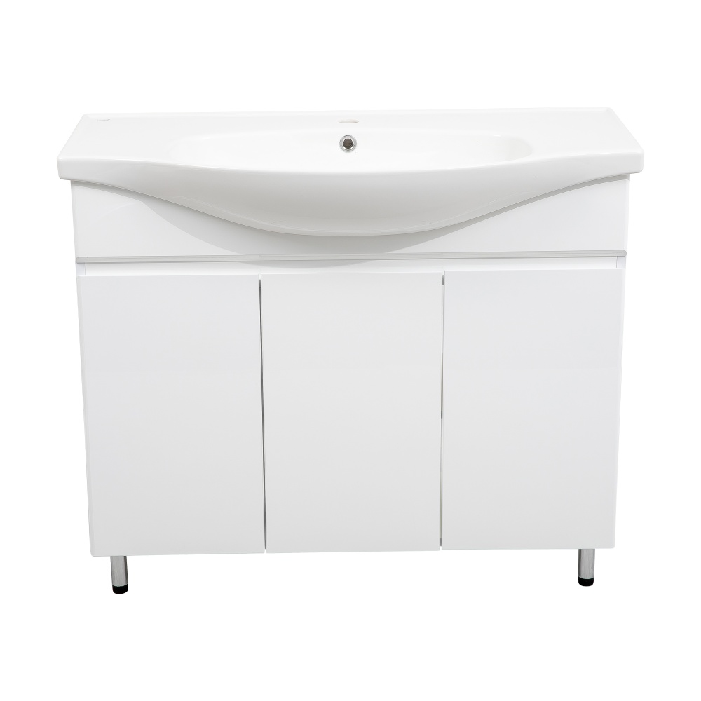 Тумба напольная Aqua Rodos LEO белый глянец с умывальником Lila 100 см