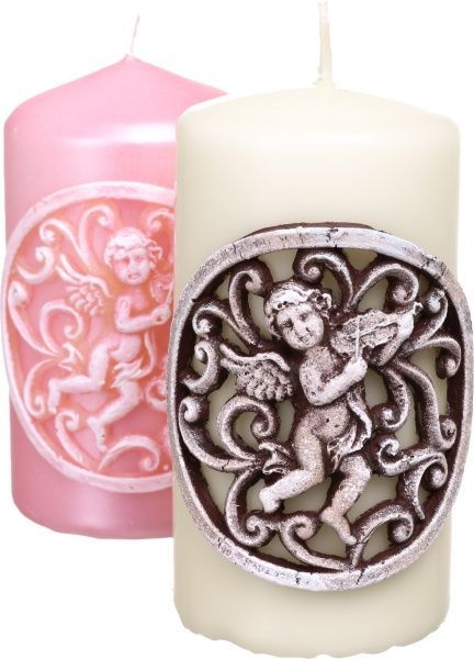 Свічка декоративна Амур, d=7 см, h=12 см, бежева Pako-If