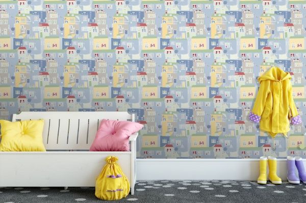 Шпалери вінілові гарячого тиснення Decoprint kids house blue EP1056 0,53x10,05 м 